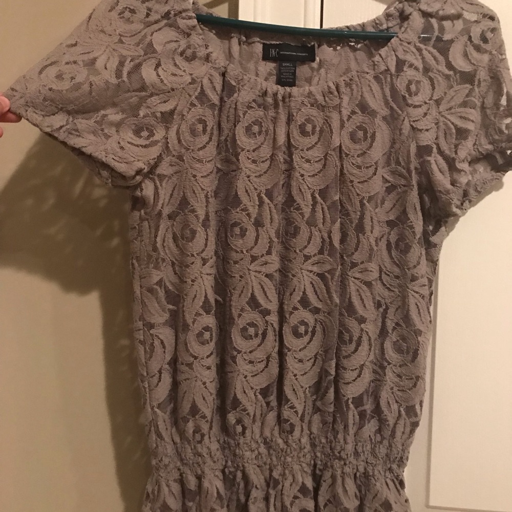Gray/beige lace blouse from INC